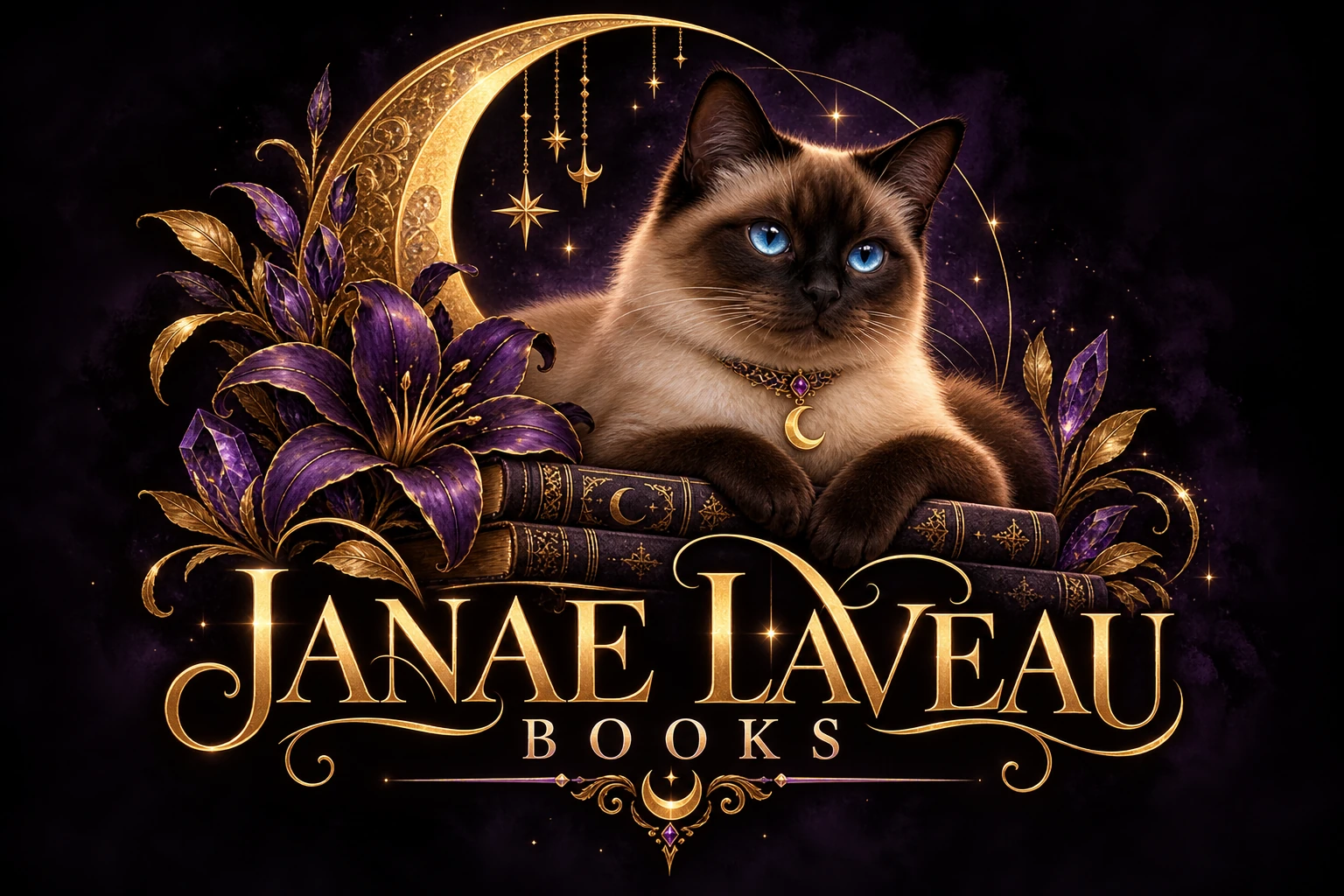Janae LaVeau Books logo featuring a blue-eyed Siamese cat